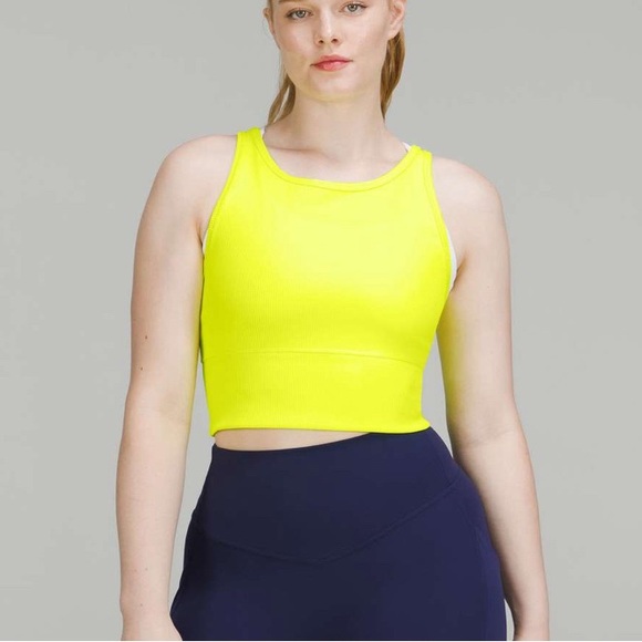 NWOT Lululemon Power Pivot Ribbed Tank Top Highlight Yellow - Picture 1 of 4